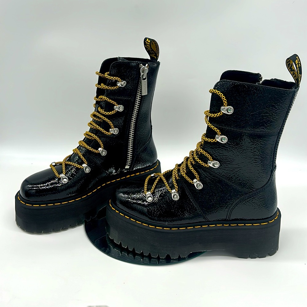 Dr. Martens Ghilana Max Distressed Patent Leather Platform Boots - Picture 6 of 13